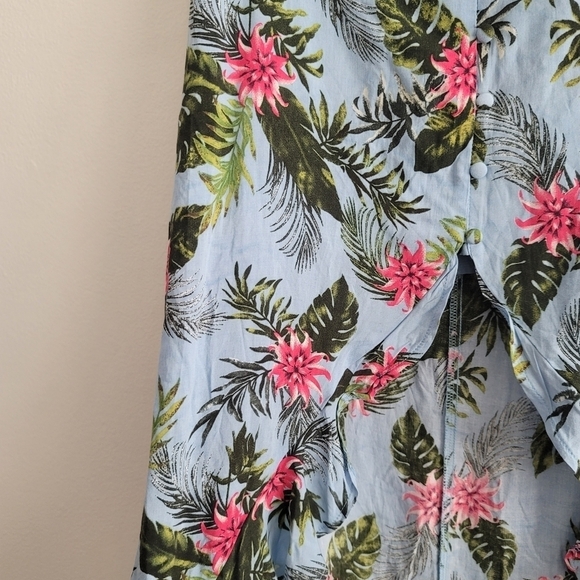 NEW Seek the Label Blue Floral High Low Button Front Skirt Hawaiian Tropical - Picture 6 of 10